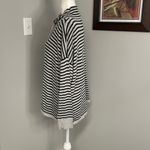 Eileen Fisher  Black Gray White Striped Cowl neck drawstring pullover popover Photo 1