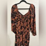 A New Day Black and Brown Abstract Long Sleeve Dress Photo 3