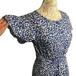 MADISON blue floral maxi dress with short flutter sleeves size small Photo 3