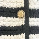 Mango Sweater Women Medium Knit Black White Striped Cardigan Academia Cottage Photo 3