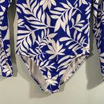 Kate Spade Blue Floral Long Sleeve Paddle Rash Guard One Piece Swimsuit Size M Photo 2