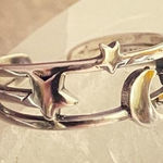 Moon And Star Open Adjustable Sterling Sliver Ring Silver Photo 0