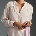 Pilcro Anthropologie Henley Blouse Size Large Pink Rose Photo 0