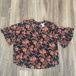 Urban Romantics Womens  Black Floral Ruffle Sleeve Blouse - M Photo 0