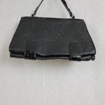 Guess Womens Shoulder Bag Black Ostrich Embossed Faux Leather Accordion Clutch Photo 46