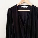 ASTR THE LABEL | Plisse Surplice Faux Wrap Top Textured Black Blouse | Size XL Photo 2