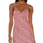 Free People On Our Radar Cherry Red Floral Print Slip Mini Dress Size L New Photo 0