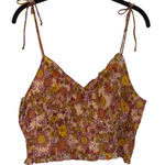 Patrons of Peace Floral Crop Top Tie Strap Cami Smocked Summer M Photo 0