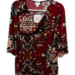 LuLaRoe Tunic Top Large Paisley Print 3/4 Wide Sleeve V Neck Burgundy Red Womens Photo 0