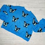 SheIn curve blue butterfly long sleeve sweater with oversized balloon sleeves 3x Photo 0