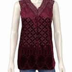 Valerie Stevens Maroon Burn Out Top Size M Photo 0