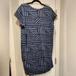 Orvis  Crew Neck Short Sleeve Geometric Pattern Blue Tee Shirt Dress Size L Photo 6