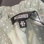 Missguided Peasant Mini Dress Puff Sleeve Mock Neck Green Polka Dot Size 4 Photo 4