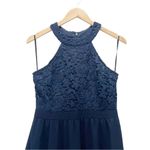 Lulus  Lover's Game Navy Blue Lace Halter Neck Skater Dress Women’s Size Medium Photo 6