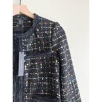 Tahari NWT Metallic Thread Tweed Fringe-Trim Blazer Jacket in Black, XS Photo 3