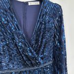 Mac Duggal Dark Blue Sequined Wrap Over 3/4 Sleeve Gown Navy size 4 Evening 5509 Photo 9