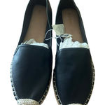 Old Navy Espadrille Flats Black Faux Leather Slip On Shoes Casual Women's Photo 0