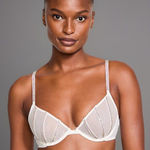 Victoria's Secret  Very Sexy Sheer Shine Unlined Low-Cut Demi Bra 32D Rhinestones Photo 0