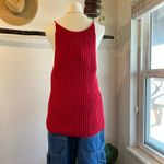 DKNY Vintage Y2K Red 100% Cotton Chunky Knit Tunic Tank Vest Top Size Large Photo 4