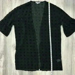 Amaryllis Black Swiss Dot Ruffle 3/4 Sleeve Sheer Open Flowy Cardigan Size M/L Size L Photo 3