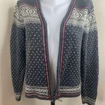 Woolrich Full Zip Ramie Cotton Nordic Fair Isle Sweater Women’s Sz S Gray Red Photo 2