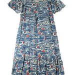 Stitch by Chenault Womens L Maxi Dress Sailboat Print Coastal Grandma Beach Blue Size L Photo 0
