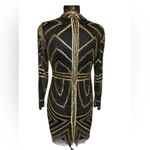 Gianni Bini  Women’s Black & Gold Mockneck Beaded Sheath Dress Size‎ 10 Photo 3