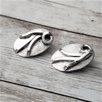 Whiting & Davis Vintage  Co Clip On Earrings Silver Tone Oval with Flower Photo 1