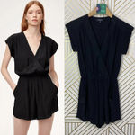 Aritzia  Babaton Corbett Romper Relaxed Pure Silk Short Sleeve Black Size‎ XS Photo 1