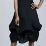Eileen Fisher  100% Irish‎ Linen bustle hem Dress Sleeveless Black Petite Size PL Photo 0