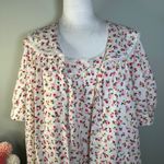 VTG Willow Creek Floral Cotton Gown Lounger Dress Cottagecore Medium M Made USA White Photo 6