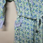 Victoria's Secret Vintage  Cotton Robe Blue‎ Floral Gingham Trim P/S Cottagecore Photo 1