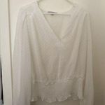 Haute Monde  Women’s White V-Neck Balloon Sleeve Smocked Blouse Top Size 1XL Photo 0