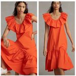 Anthropologie WHIT TWO Flouncy Ruffled Orange Oversized Nap Maxi Dress XS Photo 1