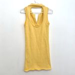 ZARA  Perforated Chenille Collared Polo Mini Dress Yellow Sleeveless Knit Bodycon Photo 11