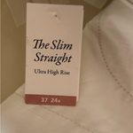 Abercrombie & Fitch Abercrombie Slim Straight Leg High Rise Cream Faux Leather Jeans Size 24 NEW Photo 11