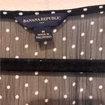 Banana Republic Size M Black Polka Dot Sheer Blouse Flutter Sleeve Coquette Photo 5
