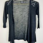 Rue 21 Women's Black Open Front Cardigan Small Studded Shoulder Lightweight Photo 2
