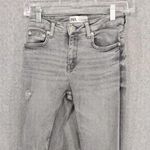 ZARA Blk/Gry Wash Distressed Skinny Tapered Frayed Denim Jeans Women's S B25 (1) Photo 1