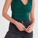 EXPRESS ✨ Green Body Contour Double Layer Empire V Neck Sz XS Bodysuit✨ Photo 0