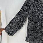 Loft Black & White Polka Dot Flowy Button Neckline Long Balloon Sleeve Top XXS Photo 2