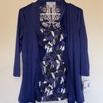 Sag Harbor  Purple Floral Layered Look Ruffle Cardigan Blouse Shirt Petite Small Photo 0