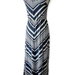 Market & Spruce Womens Sleeveless Striped Blue And White Maxi M Photo 3