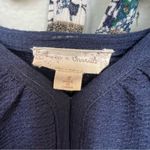 Hem & Thread  Navy Blue Ruffle Neckline Tie Back Shirt Size Small Photo 4