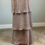 AQUA  Sequined Tiered A-Line Long Evening Gown Rose Gold Size 4 Formal Dress Photo 6