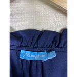 J. McLaughlin  Top‎ Sz S Blue Ruffle Smocked Bishop Sleeve Stretch V-Neck Office Photo 3