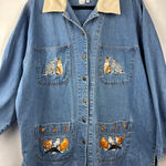 Women’s Casey Coleman Kitty Cat Jean Shacket Size 2X Blue Photo 0