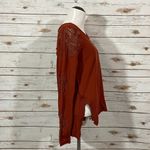 Free People  Grandpa Jersey Outer Sunset Embroidered Blouse Top - Rust - Small Photo 14