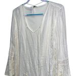 Modern Vintage Boutique White Crochet Lace Bell Sleeve Dress Large Boho Beach Photo 1