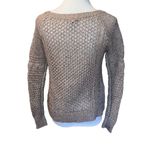 American Eagle Sweater Women Small Tan Cable Open Knit Back Long Sleeve Pullover Photo 2